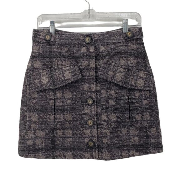 RACHEL ROY Eyelash Tweed Cargo Mini Skirt Charcoal Gray Dark Navy Taupe Tan 4 - Picture 2 of 11